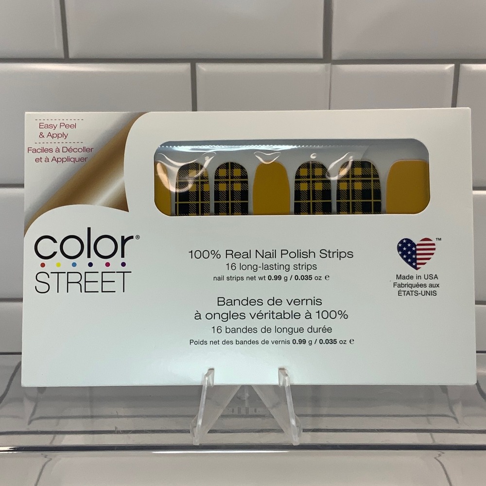 Color Street Breaking Plaid FDC291 Nail Polish Strips Yellow Black 16 Count